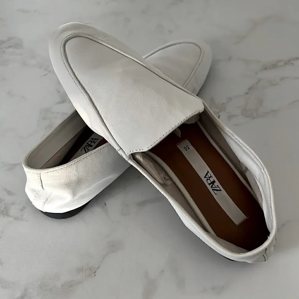 Zara white loafers NWOT
